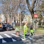 Sector 2 | Primăria a început refacerea marcajelor rutiere și introduce noi treceri de pietoni supraînălțate. FOTO: PS2