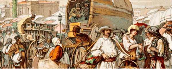 „Iarmaroc şi negoţ din Bucureştii de odinioară”, istoria târgurilor şi pieţelor bucureștene. FOTO: Muzeul Bucuresti