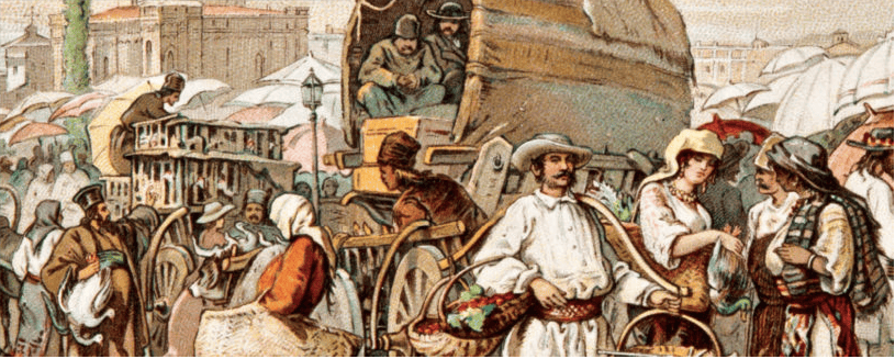 „Iarmaroc şi negoţ din Bucureştii de odinioară”, istoria târgurilor şi pieţelor bucureștene. FOTO: Muzeul Bucuresti