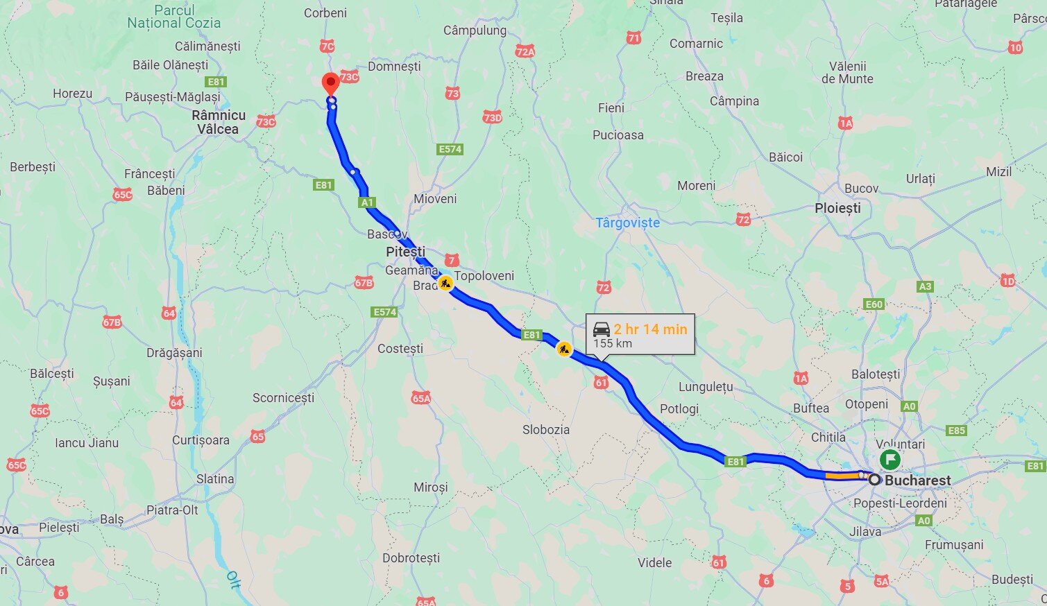 București - Curtea de Argeș, în aproape o oră.