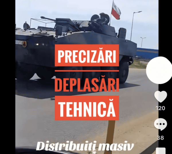 Filmare cu un convoi de tehnică militară, folosită cu scopul dezinformării pe TikTok. FOTO: InfoRadar
