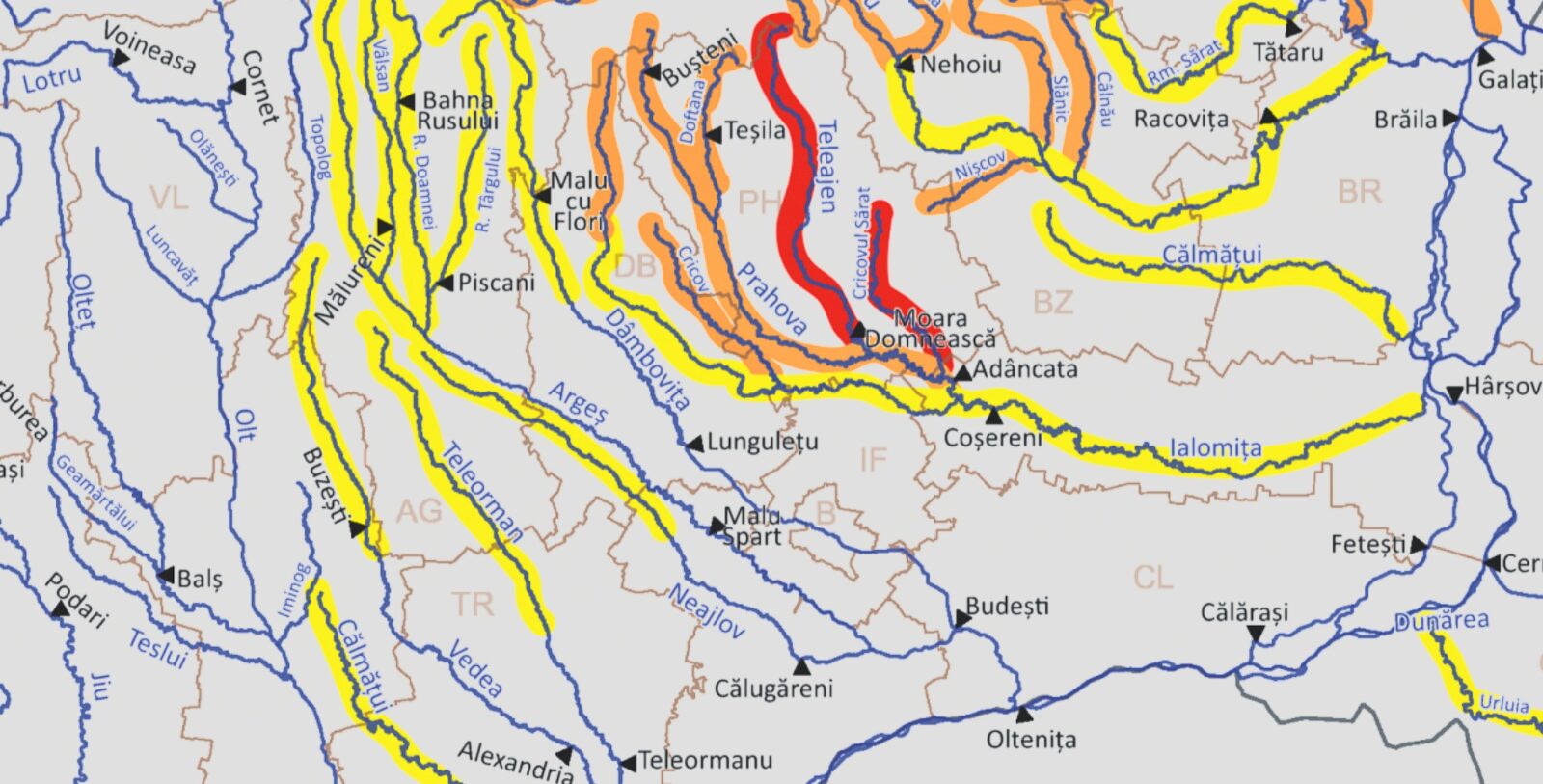 Cod galben de inundații pe Dâmbovița, în amonte de Capitală