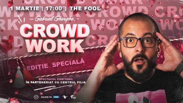 Lupta împotriva violenței asupra femeilor, prin stand-up. Show de crowd work, organizat cu Centrul FILIA. FOTO: Comunicat de Presa