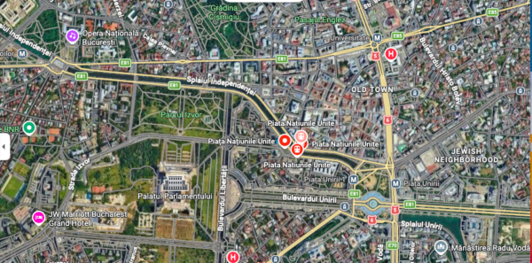 Stația „Piața Națiunile Unite” revine pe amplasamentul inițial, de săptămâna aceasta. FOTO: captuta Google Maps