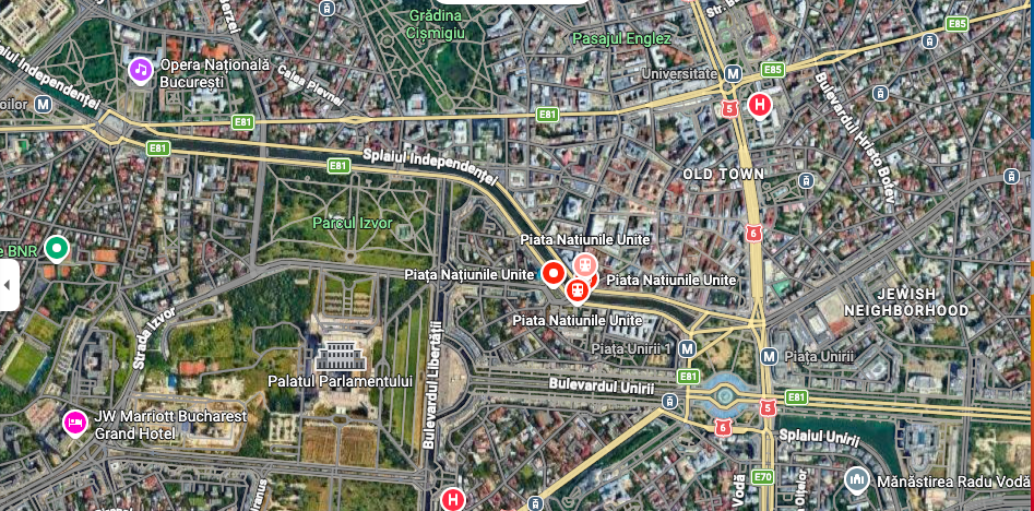 Stația „Piața Națiunile Unite” revine pe amplasamentul inițial, de săptămâna aceasta. FOTO: captuta Google Maps