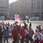 Sindicaliștii din sănătate protestează în Piața Victoriei din București. Aceștia sunt nemulțumiți de noua lege a salarizării