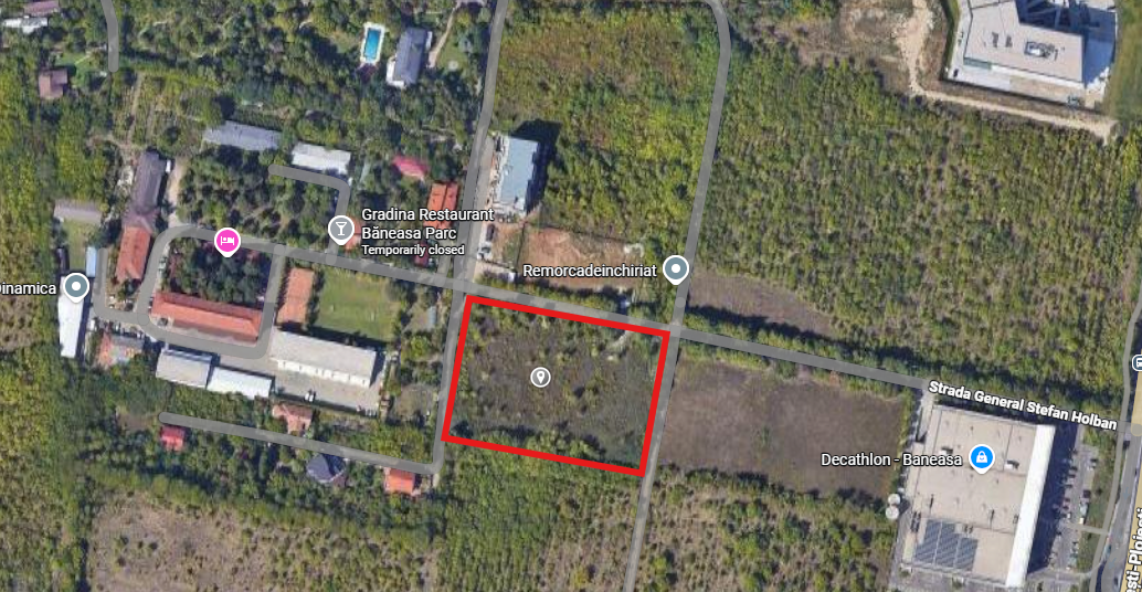Primăria Sectorului 1 vrea să cumpere un teren de la milionarul Vladimir Cohn, pentru o nouă unitate de învățământ în cartierul Băneasa. Foto: Google Maps