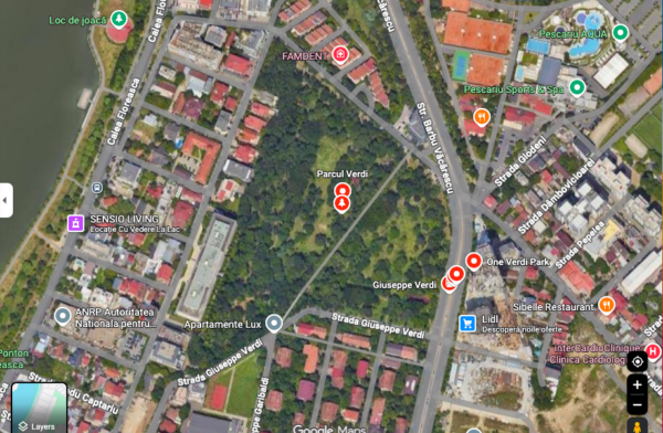 Festivalul „Sound District Floreasca”, organizat de Centrul Cultural Mihai Eminescu. Proiectul este dezbătut de consilierii locali ai Sectorului 2. FOTO: Captura Google Maps