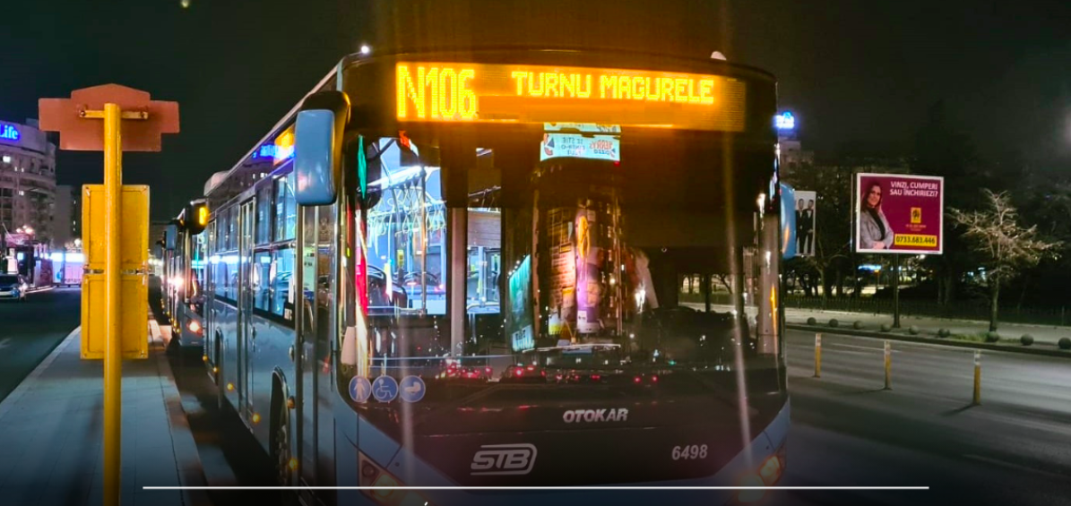 Autobuzele liniei N106 circulă pe un traseu modificat trei nopți la rând. Sunt lucrări noi la Pasajul Apărătorii Patriei. FOTO: TPBI