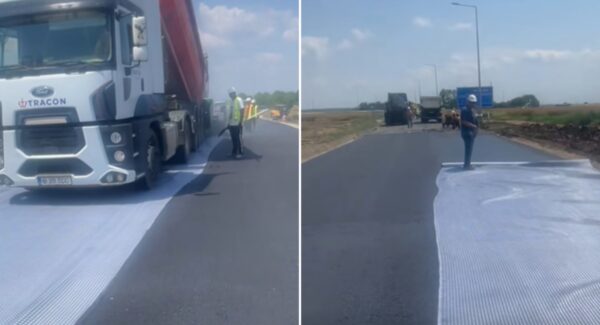 Ultimul strat de asfalt centura Brănești