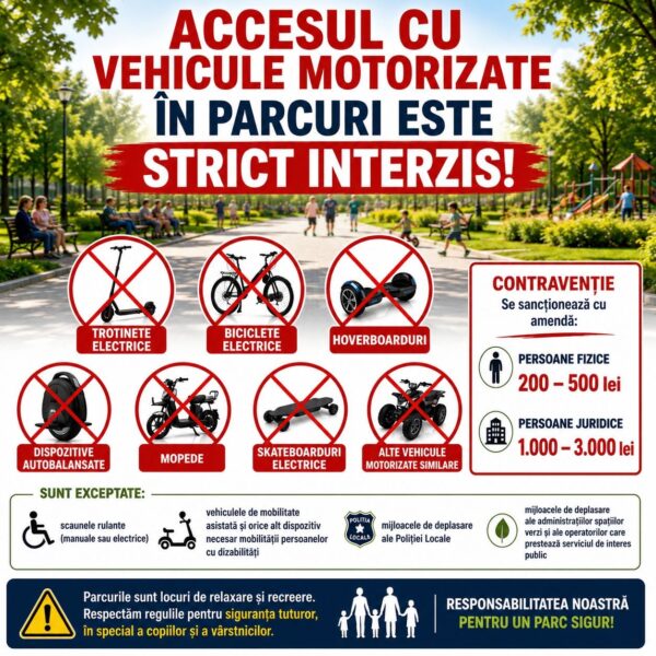 Accesul cu vehicule motorizate, interzis în parcurile din Sectorul 2. Ce amenzi riscă cei care nu respectă legea. FOTO: PS2