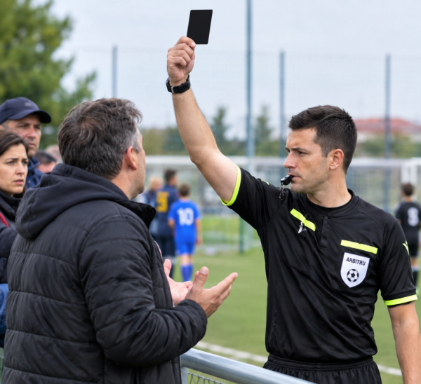 Noi reguli în cluburile de fotbal pentru juniori din Capitală, afiliate la FRF. Se introduce cartonașul negru. FOTO: Imagine creată cu AI
