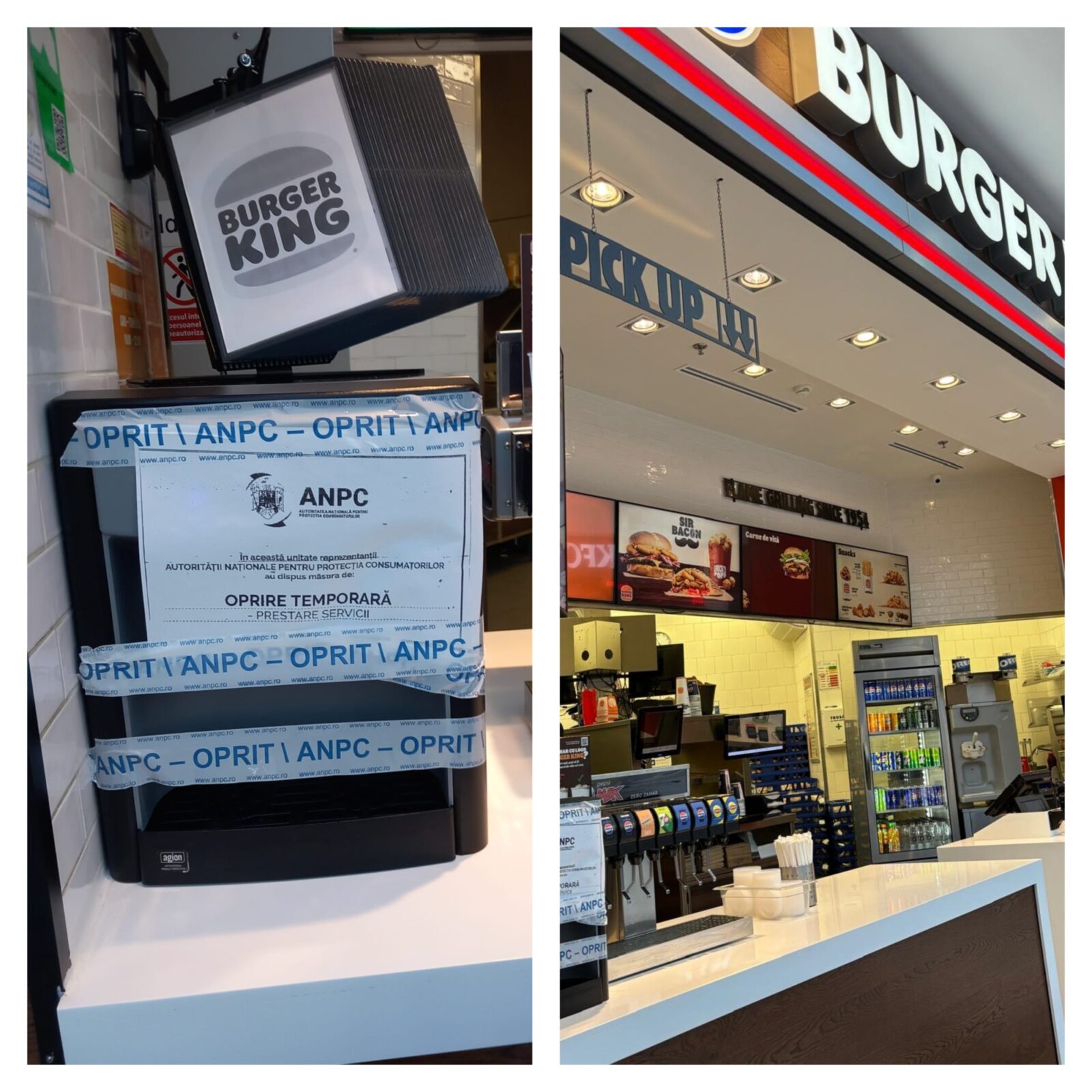 Bacterii descoperite în gheaţa unui restaurant Burger King. FOTO: ANPC