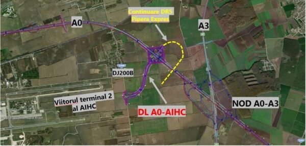 Terminalul 2 al Aeroportului Otopeni, legat de Autostrada de Centură a Bucureștiului