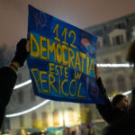 Mesaj de la protestul din Bucureşti de pe 26 noiembrie. FOTO: INQUAM / Tudor Pană