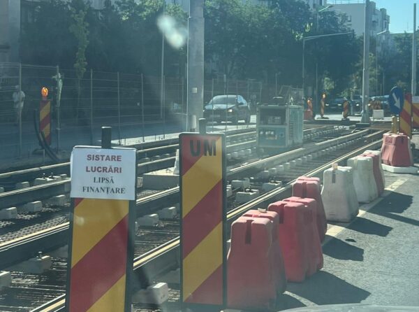Șantierul liniei 5 de tramvai, încă blocat. Foto: Facebook Sebastian Burduja