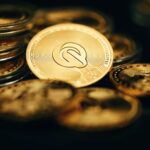 a close up of a coin on a table